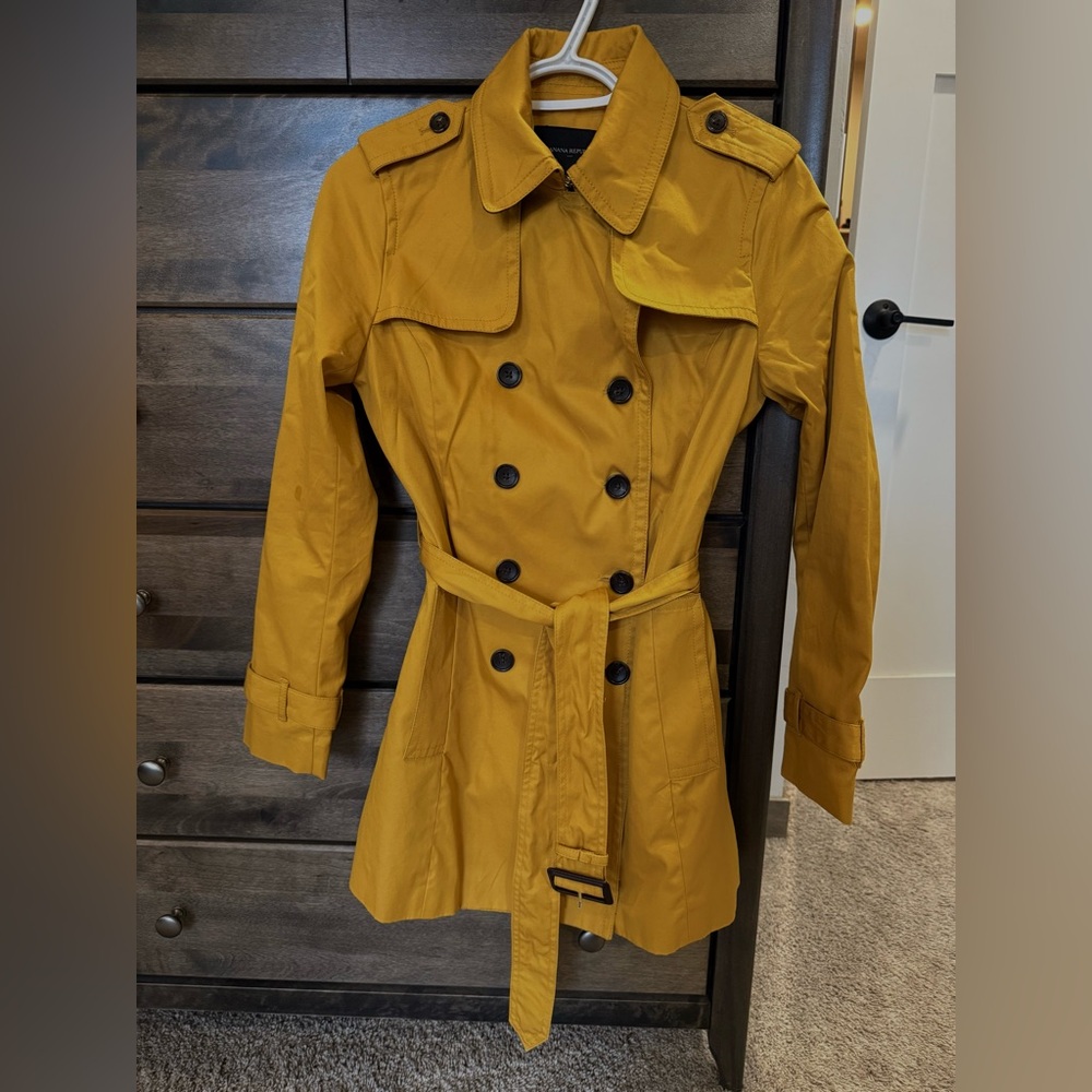 NWT Mustard Double-Breasted Women's Trench Coat XS